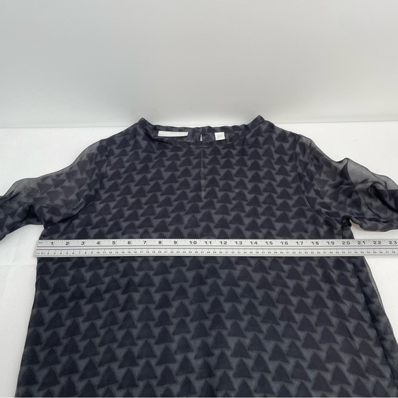 Sibel Saral Blouse Women’s S Gray Sheer Silk Double Layered Geometric - Picture 8 of 11
